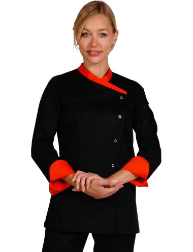 giacche de cucina per donne con colletto attraversato sul lato.