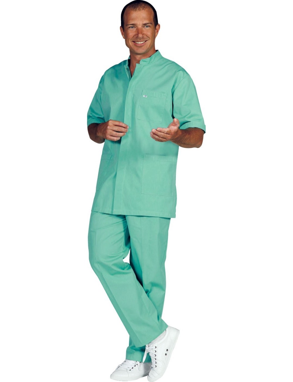 Medical tunic for men with hidden press studs.