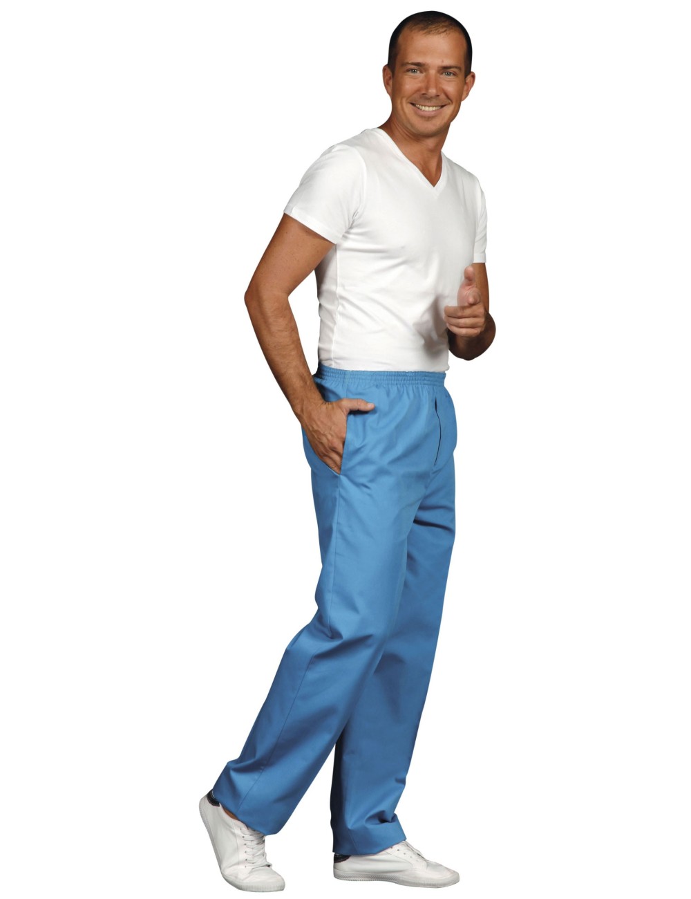 men elastic srub pants