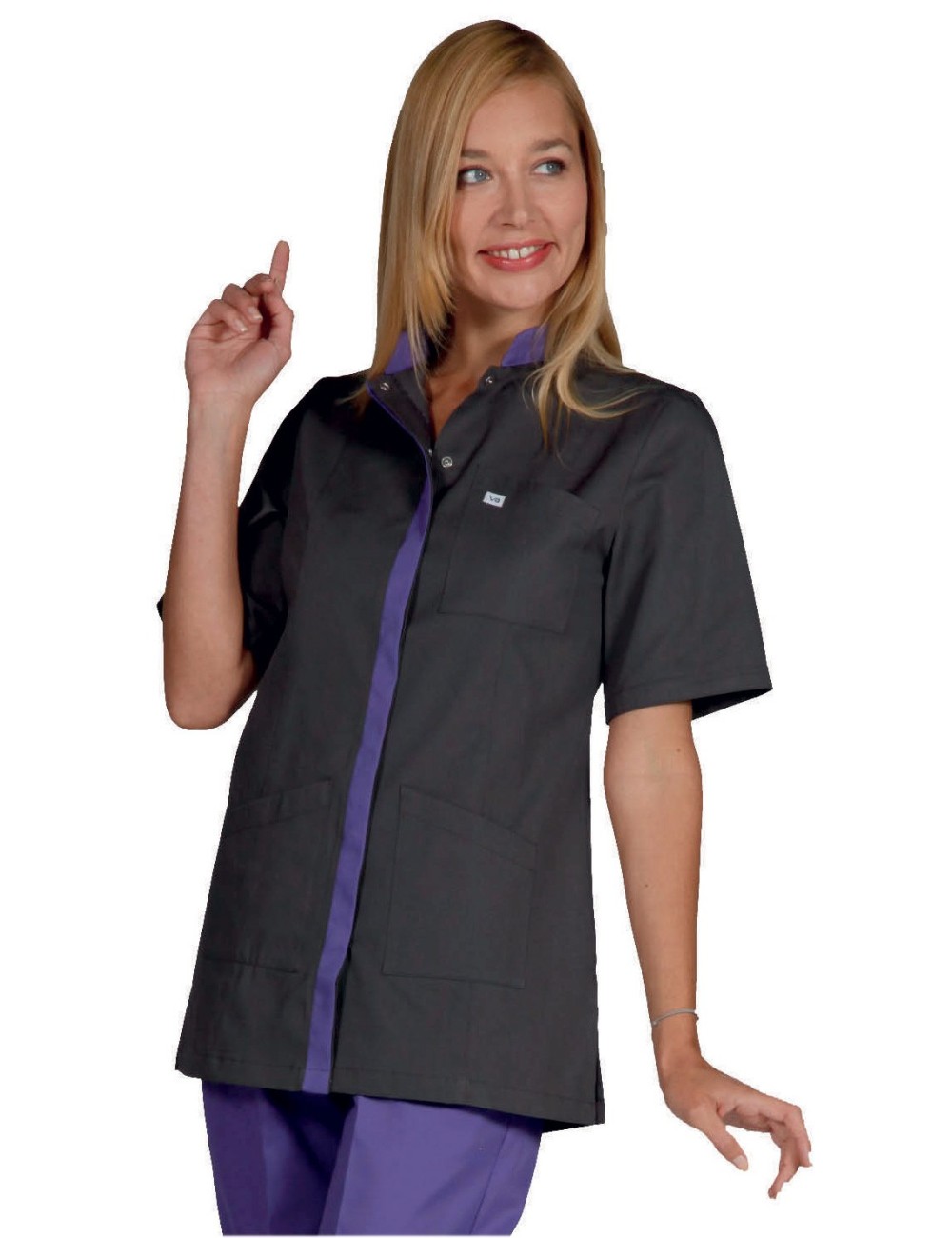 medical fitted tunic for women with press studs