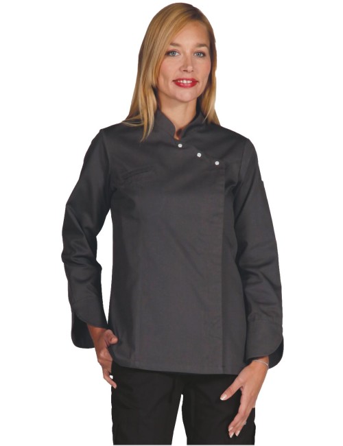 Chaquetas cenidas de cocina para mujeres con mangas cortas y largas