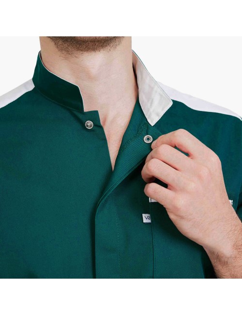 Slim medical tunic for men with press studs.