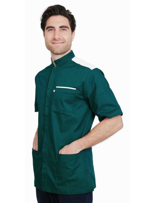 Slim medical tunic for men with press studs.