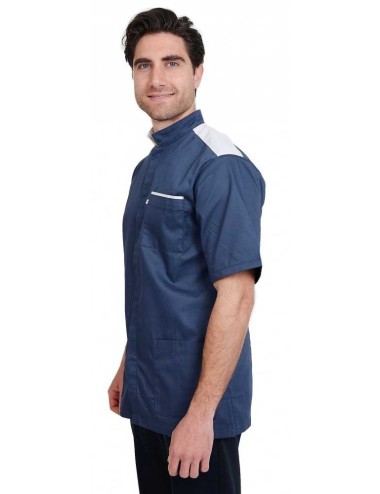 Slim medical tunic for men with press studs.