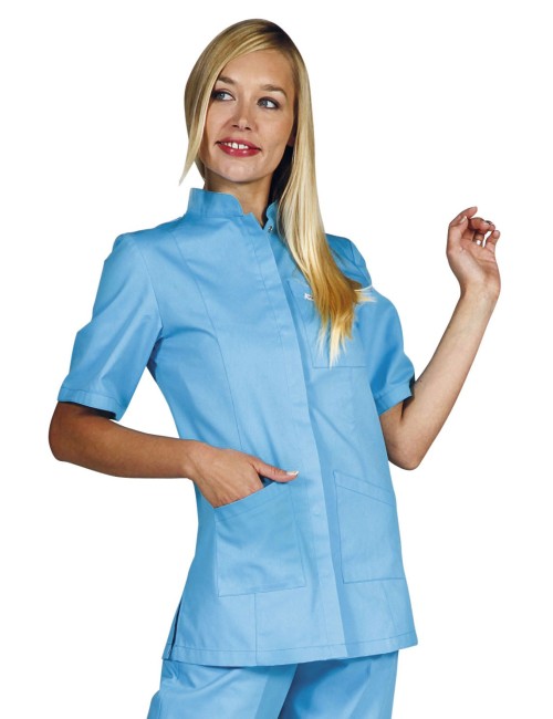 medical fitted tunic for women with press studs