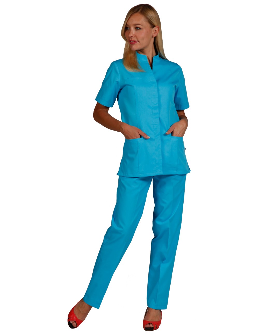 fitted medical tunic for women with press studs